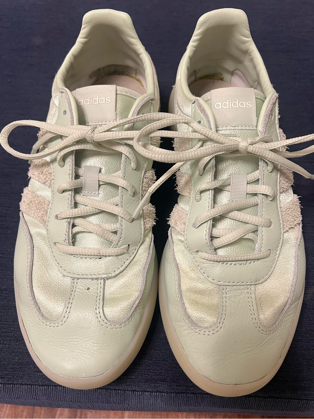 ADIDAS Women’s 8.5 Pale Mint Green Leather Nylon Suede Sneakers